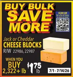 Restaurant Depot Jack or Cheddar CHEESE BLOCKS offer