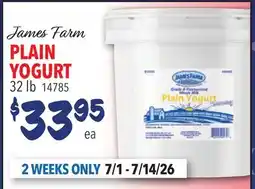 Restaurant Depot James Farm PLAIN YOGURT offer