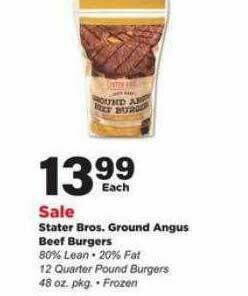 Stater Bros Stater Bros. Ground Angus Beef Burgers offer