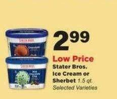 Stater Bros Stater Bros. Ice Cream Or Sherbet offer