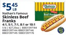 Restaurant Depot Nathan's Famous Skinless Beef Franks offer