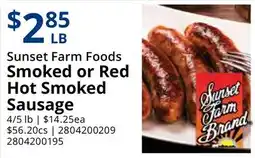 Restaurant Depot Sunset Farm Foods Smoked or Red Hot Smoked Sausage offer