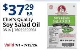 Restaurant Depot Chef's Quality Soy Salad Oil offer