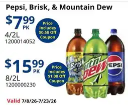 Restaurant Depot Pepsi, Brisk, & Mountain Dew offer