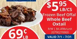 Restaurant Depot Frozen Beef Offal Whole Beef Oxtail offer