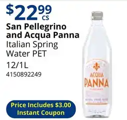Restaurant Depot San Pellegrino and Acqua Panna Italian Spring Water PET offer