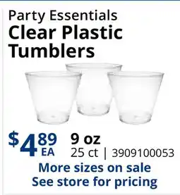 Restaurant Depot Party Essentials Clear Plastic Tumblers offer