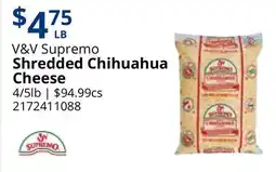 Restaurant Depot V&V Supremo Shredded Chihuahua Cheese offer