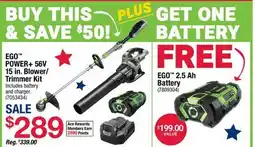 Ace Hardware EGO POWER+ 56V 15 in. Blower/Trimmer Kit offer