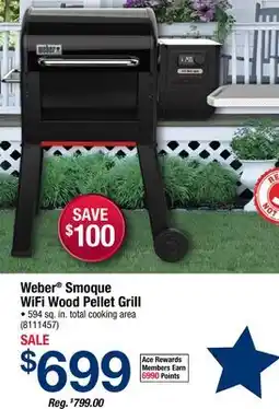 Ace Hardware Weber Smoque WiFi Wood Pellet Grill offer