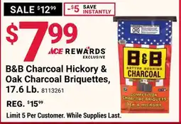 Ace Hardware B&B Charcoal Hickory & Oak Charcoal Briquettes, 17.6 Lb offer