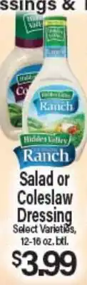 Angelo Caputo's Fresh Market Hidden Valley Ranch Salad or Coleslaw Dressing offer