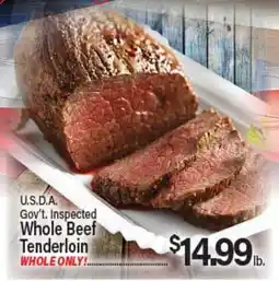 Angelo Caputo's Fresh Market U.S.D.A. Gov't. Inspected Whole Beef Tenderloin offer