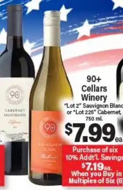 Angelo Caputo's Fresh Market 90+ Cellars Winery Lot 2 Sauvignon Blanc or Lot 225 Cabernet offer