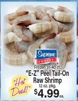 Angelo Caputo's Fresh Market Frozen 31-40 ct. E-Z Peel Tail-On Raw Shrimp offer