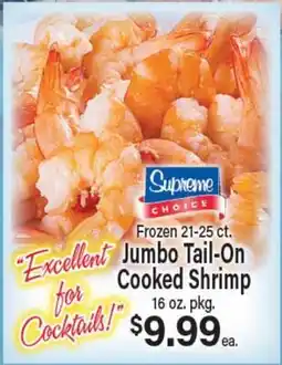 Angelo Caputo's Fresh Market Frozen 21-25 ct. Jumbo Tail-On Cooked Shrimp offer