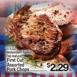 Angelo Caputo's Fresh Market U.S.G.I. Midwestern Raised All-Natural First Cut Assorted Pork Chops offer