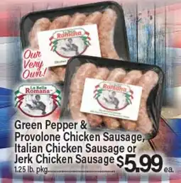 Angelo Caputo's Fresh Market Green Pepper & Provolone Chicken Sausage, Italian Chicken Sausage or Jerk Chicken Sausage offer