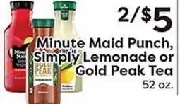 Rich's Fresh Market Minute Maid Punch, Simply Lemonade or Gold Peak Tea offer