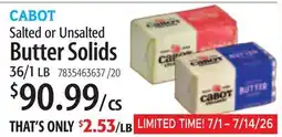 Restaurant Depot CABOT Salted or Unsalted Butter Solids offer
