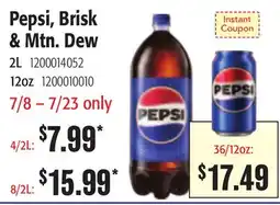 Restaurant Depot Pepsi, Brisk & Mtn. Dew offer