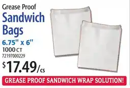 Restaurant Depot Grease Proof Sandwich Bags offer