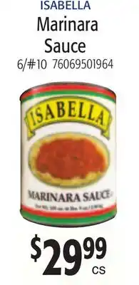 Restaurant Depot ISABELLA Marinara Sauce offer