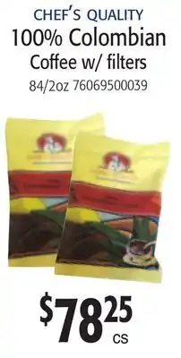 Restaurant Depot CHEF'S QUALITY 100% Colombian Coffee w/ filters offer