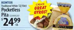 Restaurant Depot KONTOS Traditional White 12/10ct Pocketless Pita offer