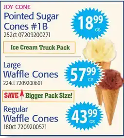 Restaurant Depot Pointed Sugar Cones #1B, Large Waffle Cones, Regular Waffle Cones offer