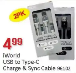 General Discount iWorld USB to Type-C Charge & Sync Cable 96102 offer