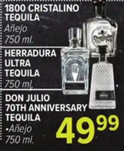 Cermak Fresh Market 1800 CRISTALINO TEQUILA, HERRADURA ULTRA TEQUILA, DON JULIO 70TH ANNIVERSARY TEQUILA offer