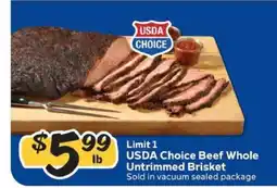 Winn Dixie USDA Choice Beef Whole Untrimmed Brisket offer