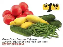 Winn Dixie Green Snap Beans or Yellow or Zucchini Squash or Vine Ripe Tomatoes offer
