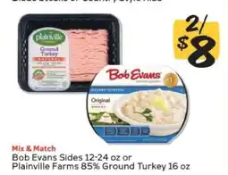 Winn Dixie Bob Evans Sides or Plainville Farms Ground Turkey offer