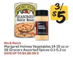 Winn Dixie Margaret Holmes Vegetables or SE Grocers Assorted Spices offer