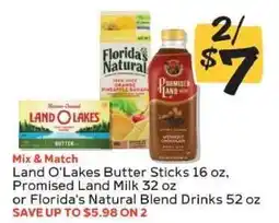 Winn Dixie Land O'Lakes Butter Sticks, Promised Land Milk, Florida's Natural Blend Drinks offer