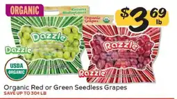 Winn Dixie Organic Red or Green Seedless Grapes offer