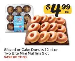 Winn Dixie Glazed or Cake Donuts 12 ct or Two Bite Mini Muffins 9 ct offer