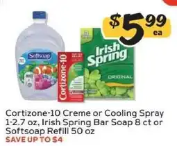Winn Dixie Cortizone-10 Creme or Cooling Spray, Irish Spring Bar Soap, Softsoap Refill offer