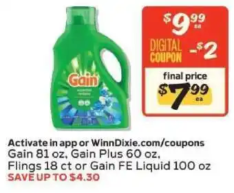 Winn Dixie Gain offer