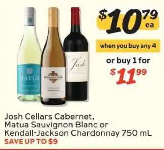 Winn Dixie Josh Cellars Cabernet, Matua Sauvignon Blanc or Kendall-Jackson Chardonnay offer