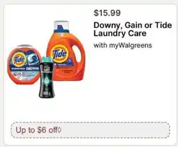 Walgreens Downy, Gain or Tide Laundry Care offer