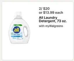 Walgreens All Laundry Detergent, 73 oz offer