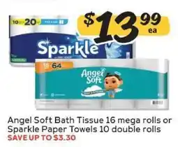 Winn Dixie Angel Soft Bath Tissue or Sparkle Paper Towels offer