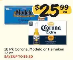 Winn Dixie 18 Pk Corona, Modelo or Heineken offer