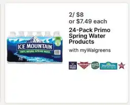 Walgreens 24-Pack Primo Spring Water Products offer