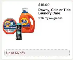 Walgreens Downy, Gain or Tide Laundry Care offer