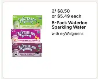 Walgreens 8-Pack Waterloo Sparkling Water offer