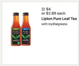 Walgreens Lipton Pure Leaf Tea offer
